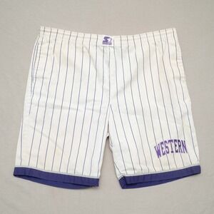 Vintage 80s 90s Starter Western Purple Pin Stripe Athletic Shorts 38x9